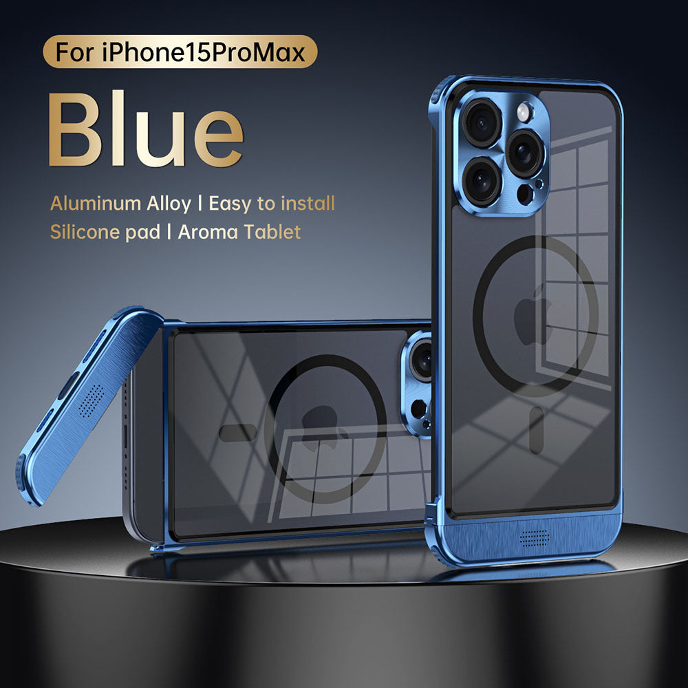 Aluminum Alloy Frameless Powerful Heat Dissipation Easy to Install Silicone Pad Aroma Phone Case For iPhone