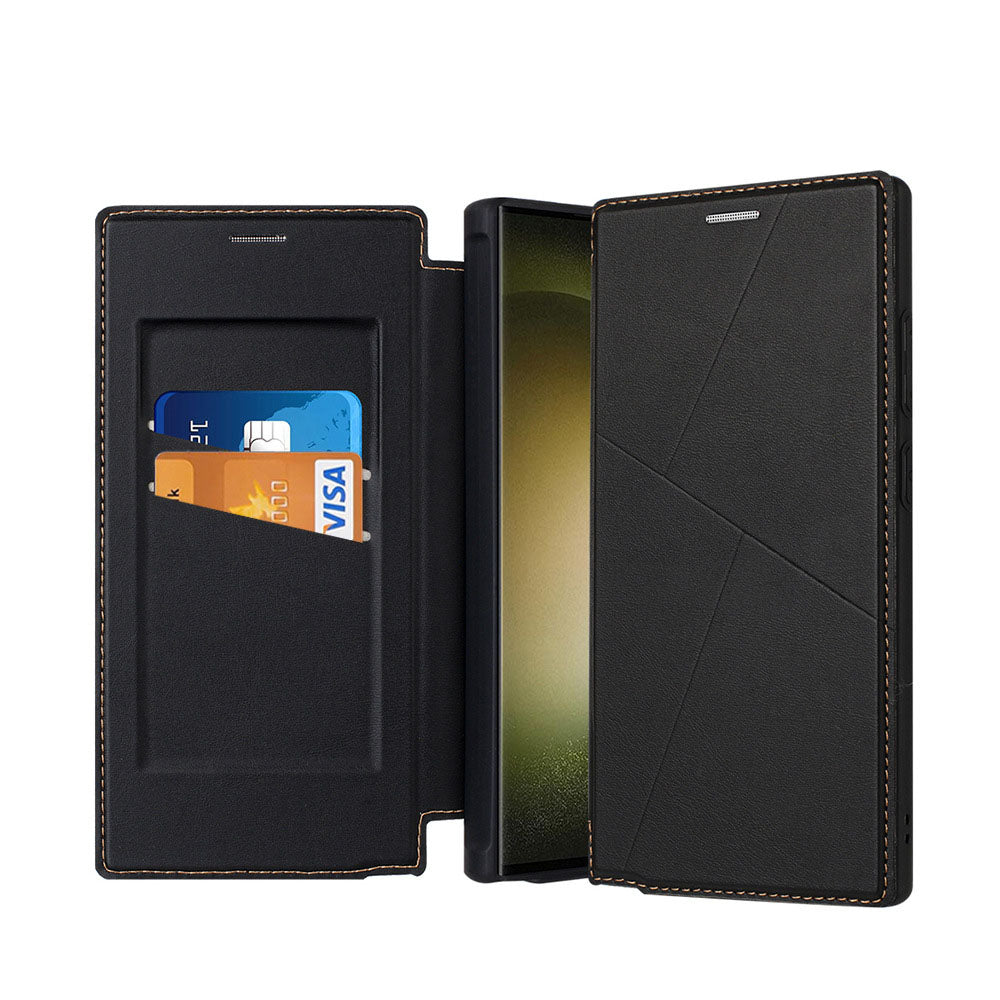 Premium Magnetic Card Holder Flip Leather Phone Case For Samsung