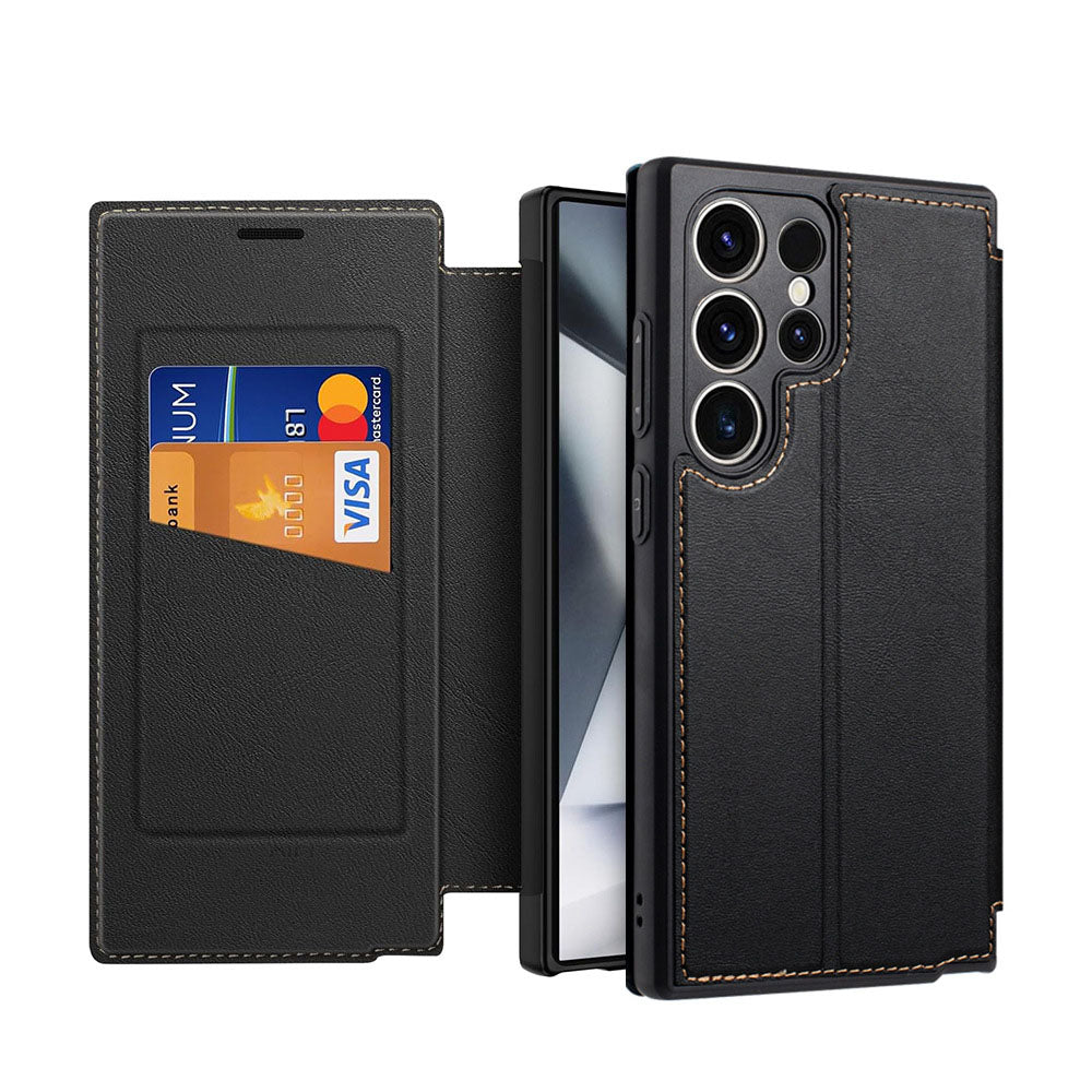 Premium Magnetic Card Holder Flip Leather Phone Case For Samsung