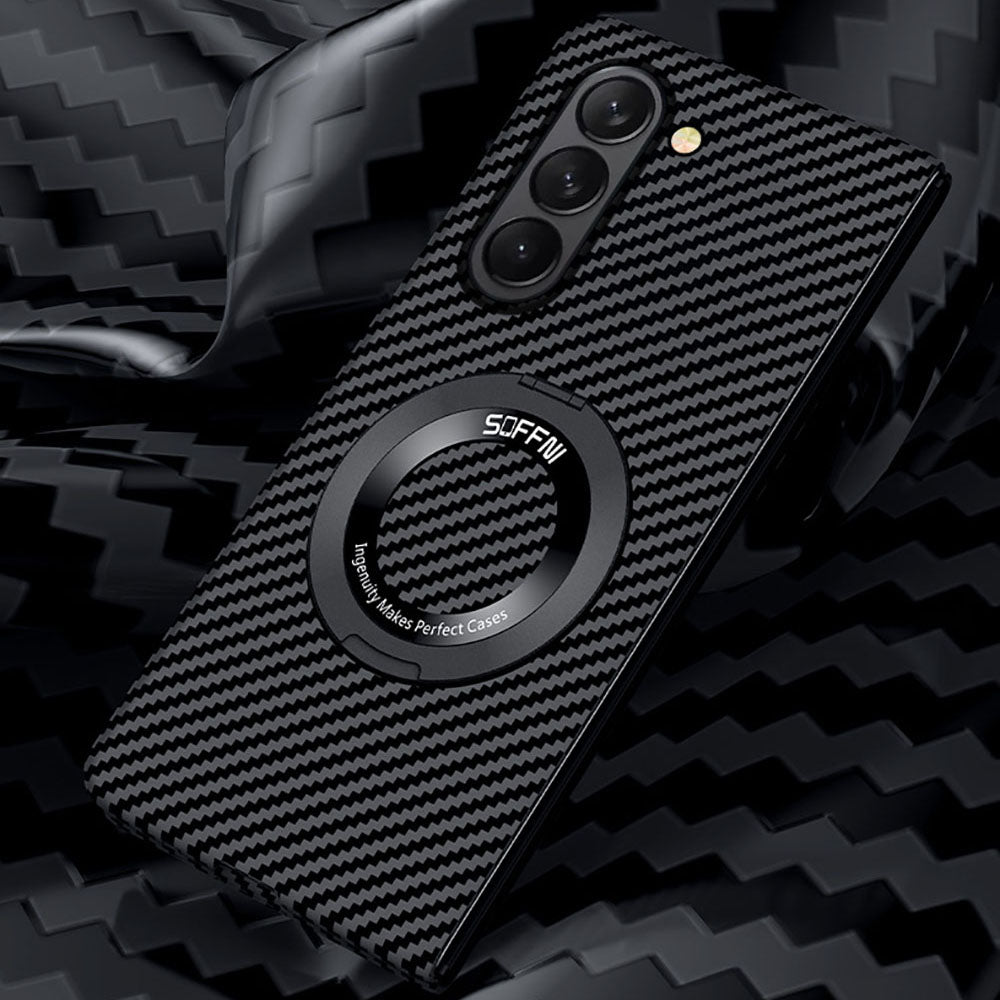 Folding Screen Magnetic Ring Holder Carbon Fiber Ultra-Thin Anti-Fall Phone Case For Samsung Galaxy Z Fold5 Fold4 Fold3