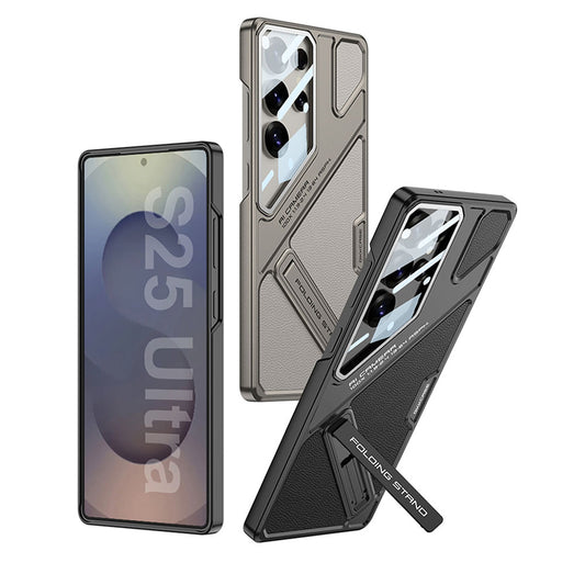Electroplating Vision Leather Phone Case For Samsung Galaxy With Back Screen Protector