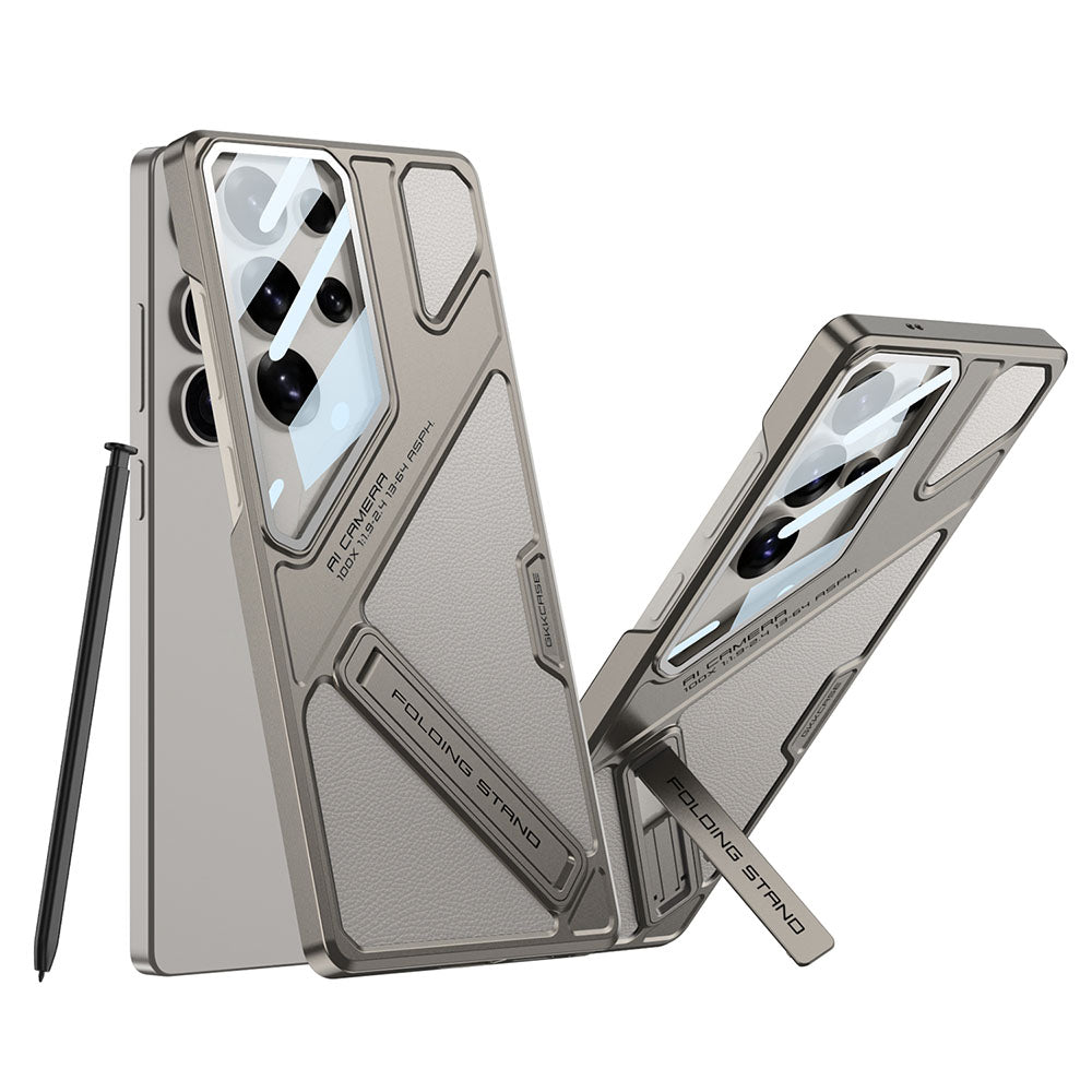 Electroplating Vision Leather Phone Case For Samsung Galaxy With Back Screen Protector
