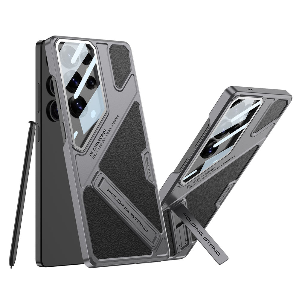 Electroplating Vision Leather Phone Case For Samsung Galaxy With Back Screen Protector