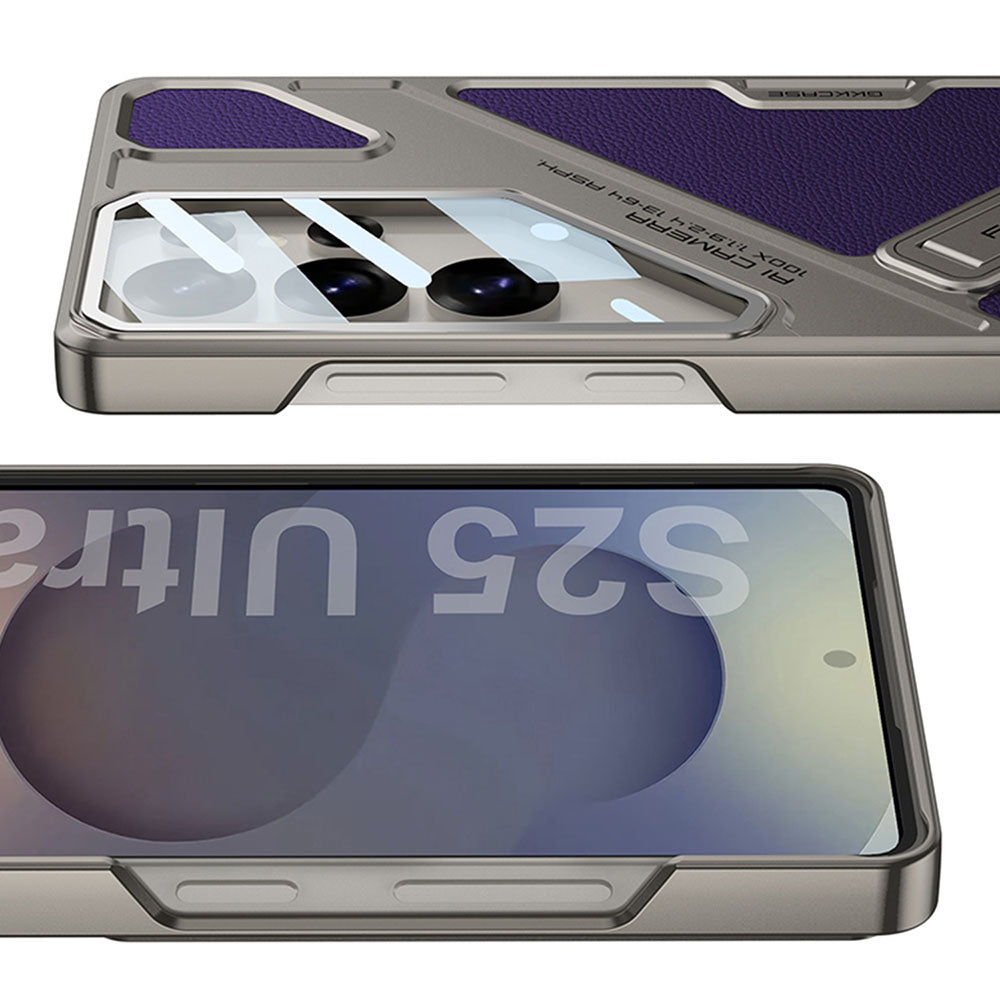 Electroplating Vision Leather Phone Case For Samsung Galaxy With Back Screen Protector