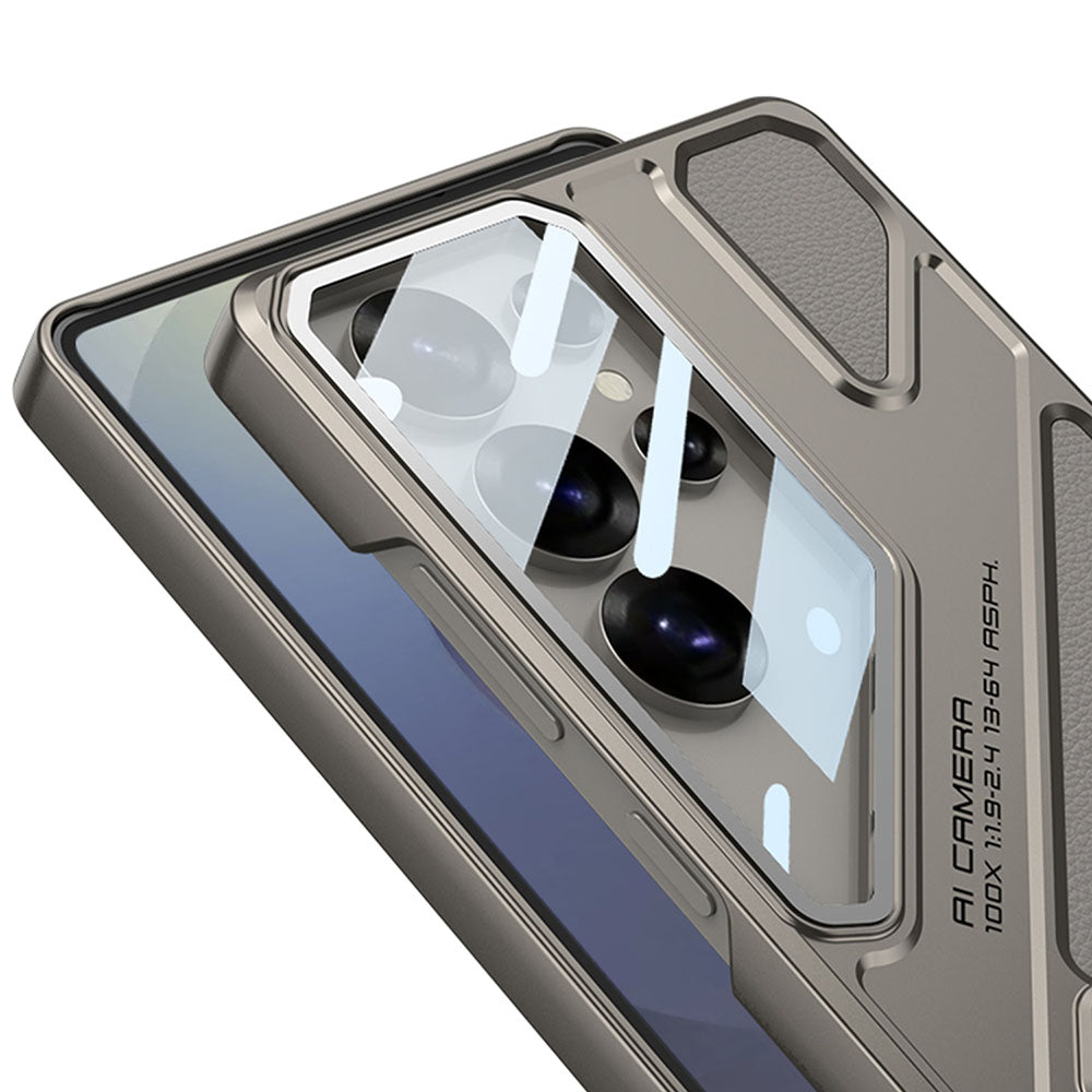 Electroplating Vision Leather Phone Case For Samsung Galaxy With Back Screen Protector