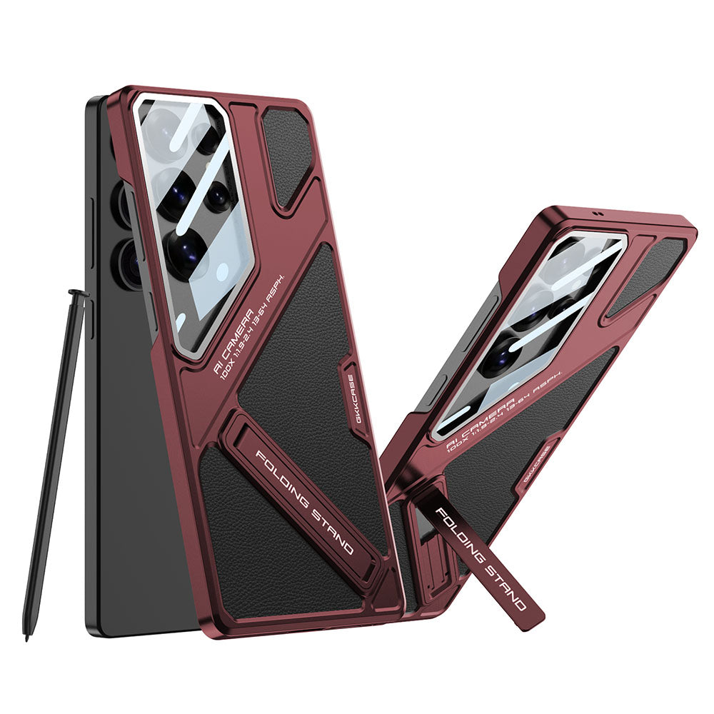 Electroplating Vision Leather Phone Case For Samsung Galaxy With Back Screen Protector