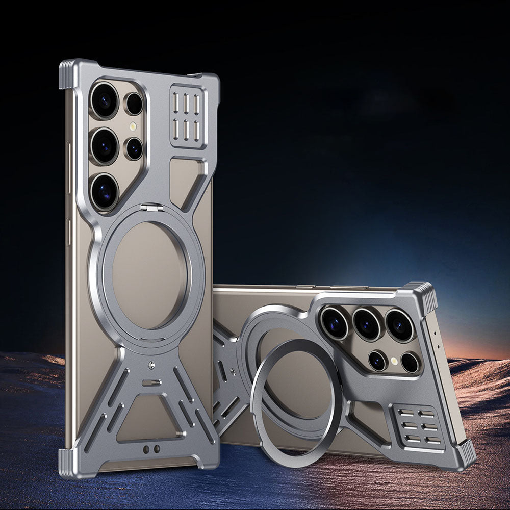 Hollow Metal Armor Heat Dissipation Magnetic Phone Case For Samsung Galaxy