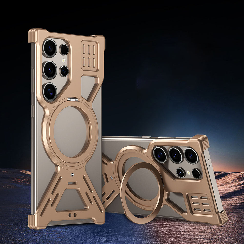 Hollow Metal Armor Heat Dissipation Magnetic Phone Case For Samsung Galaxy
