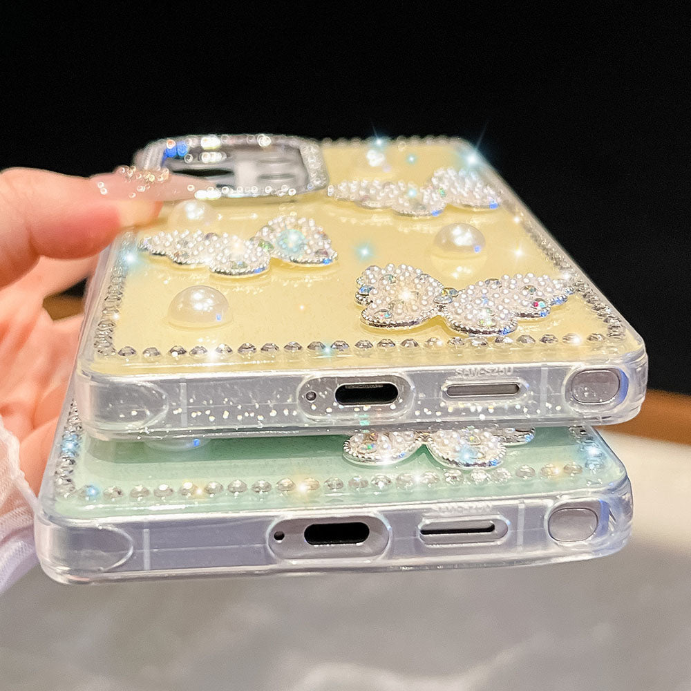 Luxury Diamond Pearl Butterfly Phone Case For Samsung Galaxy