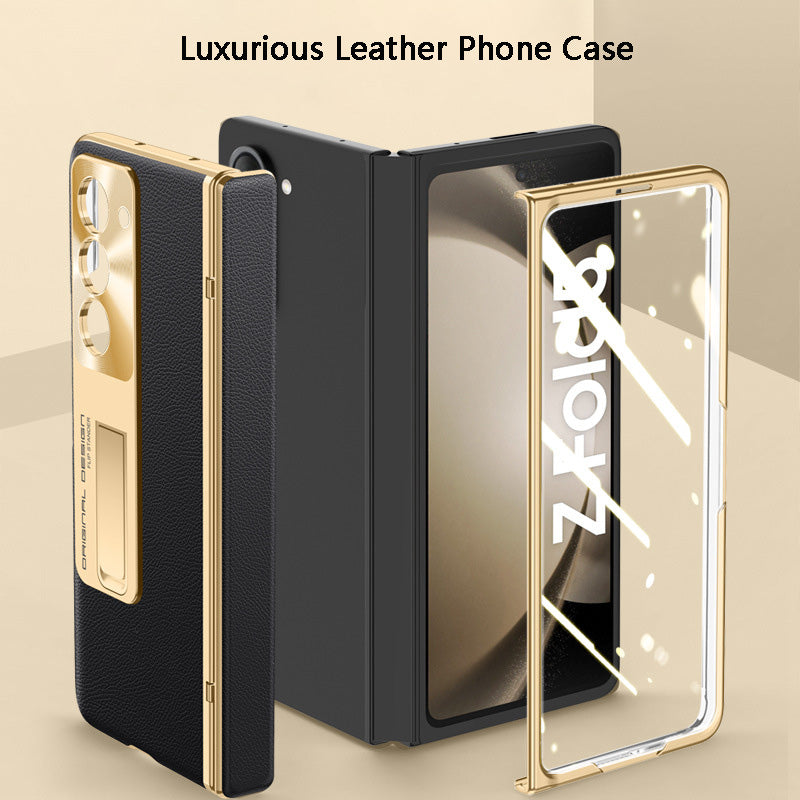 Samsung Galaxy Z Fold5 Luxurious Leather All-inclusive Protection Phone Case