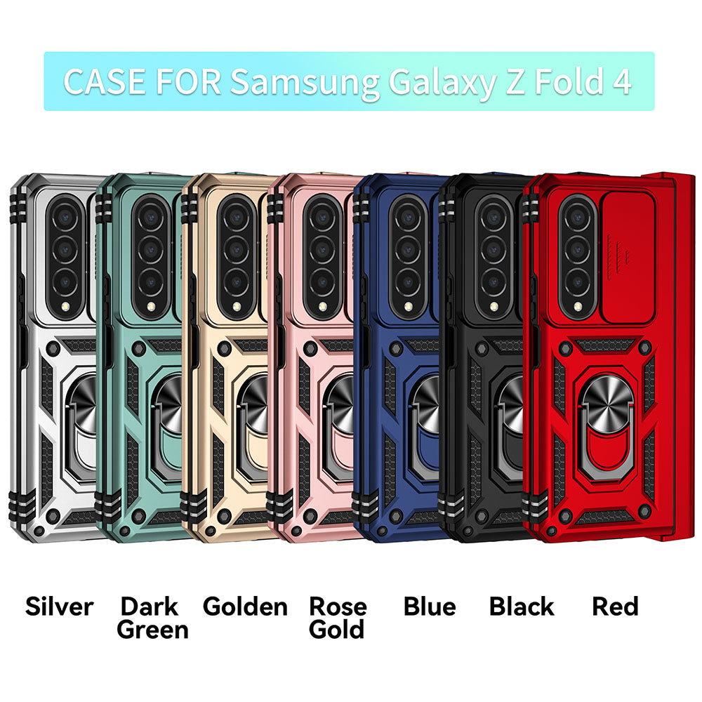 Hinge Protection Ring Kickstand Military Grade Rugged Cover for Galaxy Z Fold5 Fold4 with S Pen Holder