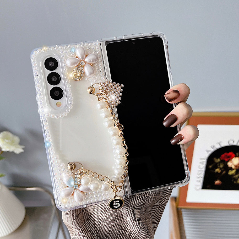 Luxurious Rhinestone Flower Phone Case For Samsung Galaxy Z Fold3 Fold4 5G