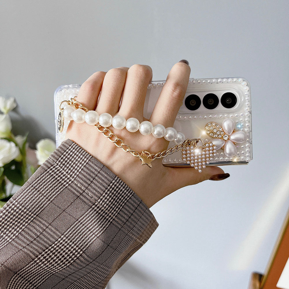 Luxurious Rhinestone Flower Phone Case For Samsung Galaxy Z Fold3 Fold4 5G