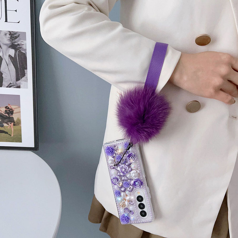 Luxurious Flower Pearl Phone Case For Samsung Galaxy Z Fold3 Fold4 5G