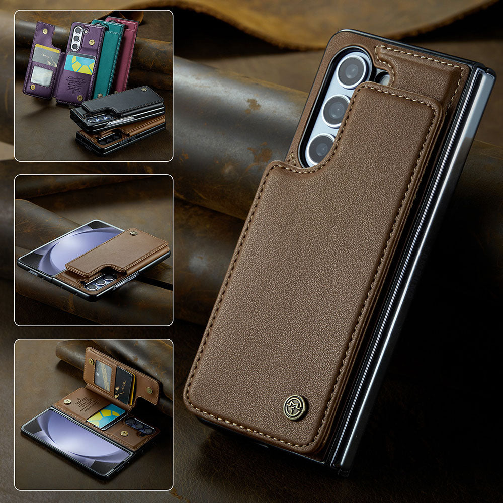 New Card Insertable Magnetic Leather Case Holder Anti-Fall Leather Phone Case For Samsung Galaxy Fold5 Fold4 Fold3