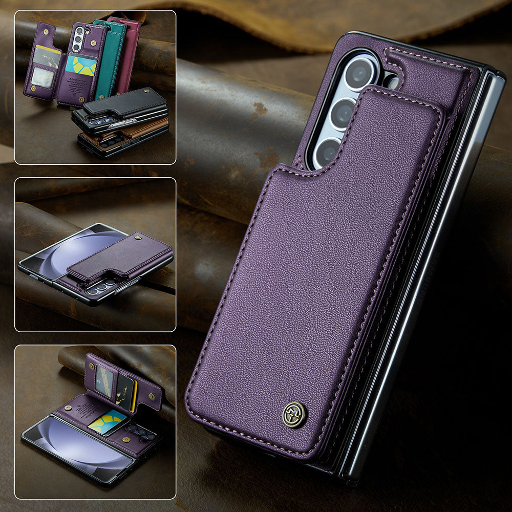 New Card Insertable Magnetic Leather Case Holder Anti-Fall Leather Phone Case For Samsung Galaxy Fold5 Fold4 Fold3