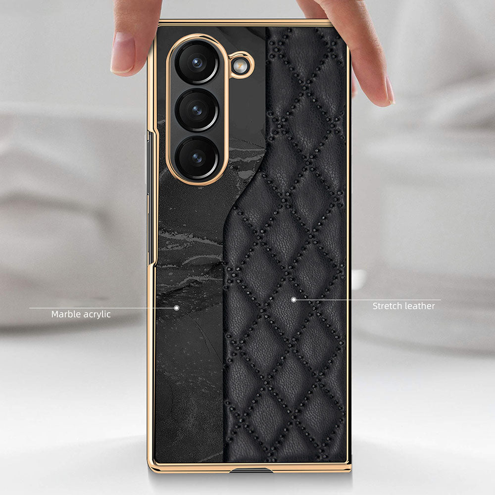 Diamond Pattern Electroplating Anti-Fall Phone Case For Samsung Galaxy Z Fold With Screen Protector