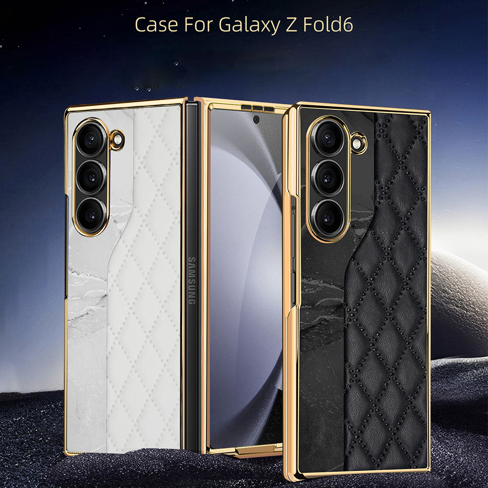 Diamond Pattern Electroplating Anti-Fall Phone Case For Samsung Galaxy Z Fold With Screen Protector