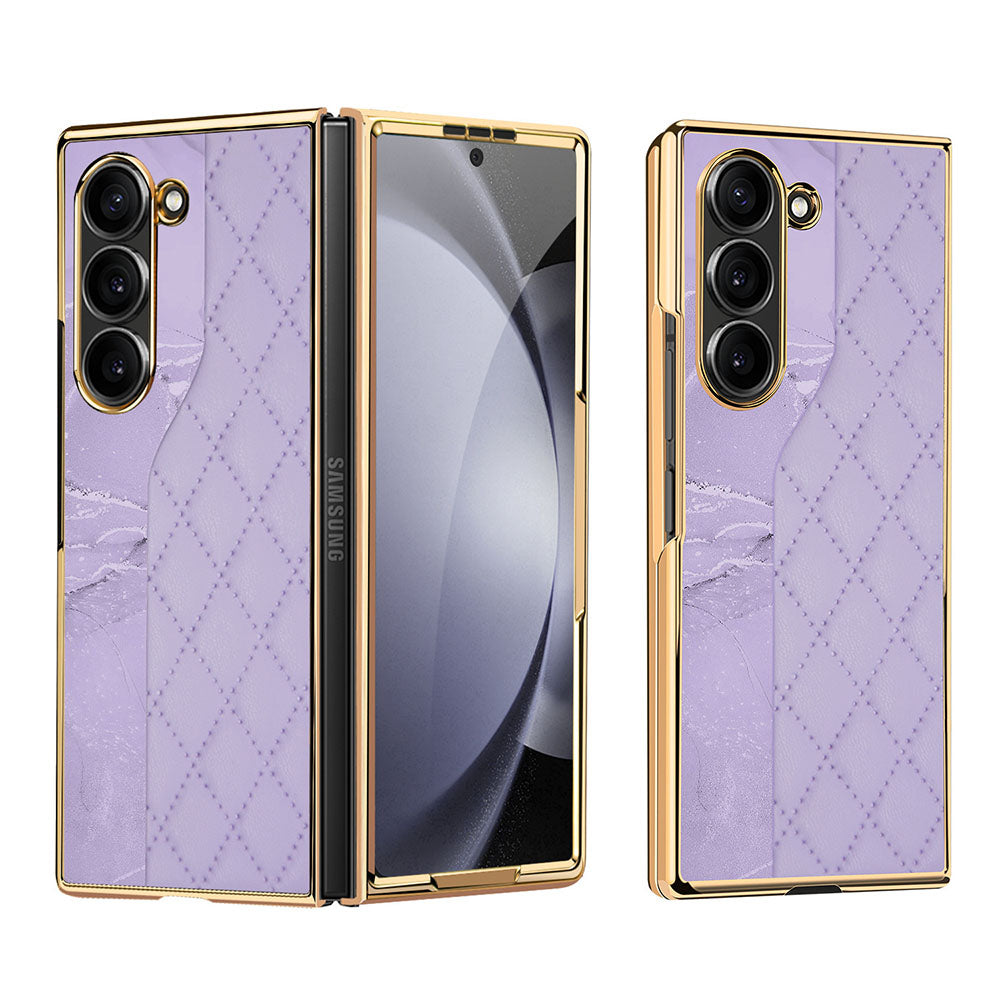 Diamond Pattern Electroplating Anti-Fall Phone Case For Samsung Galaxy Z Fold With Screen Protector