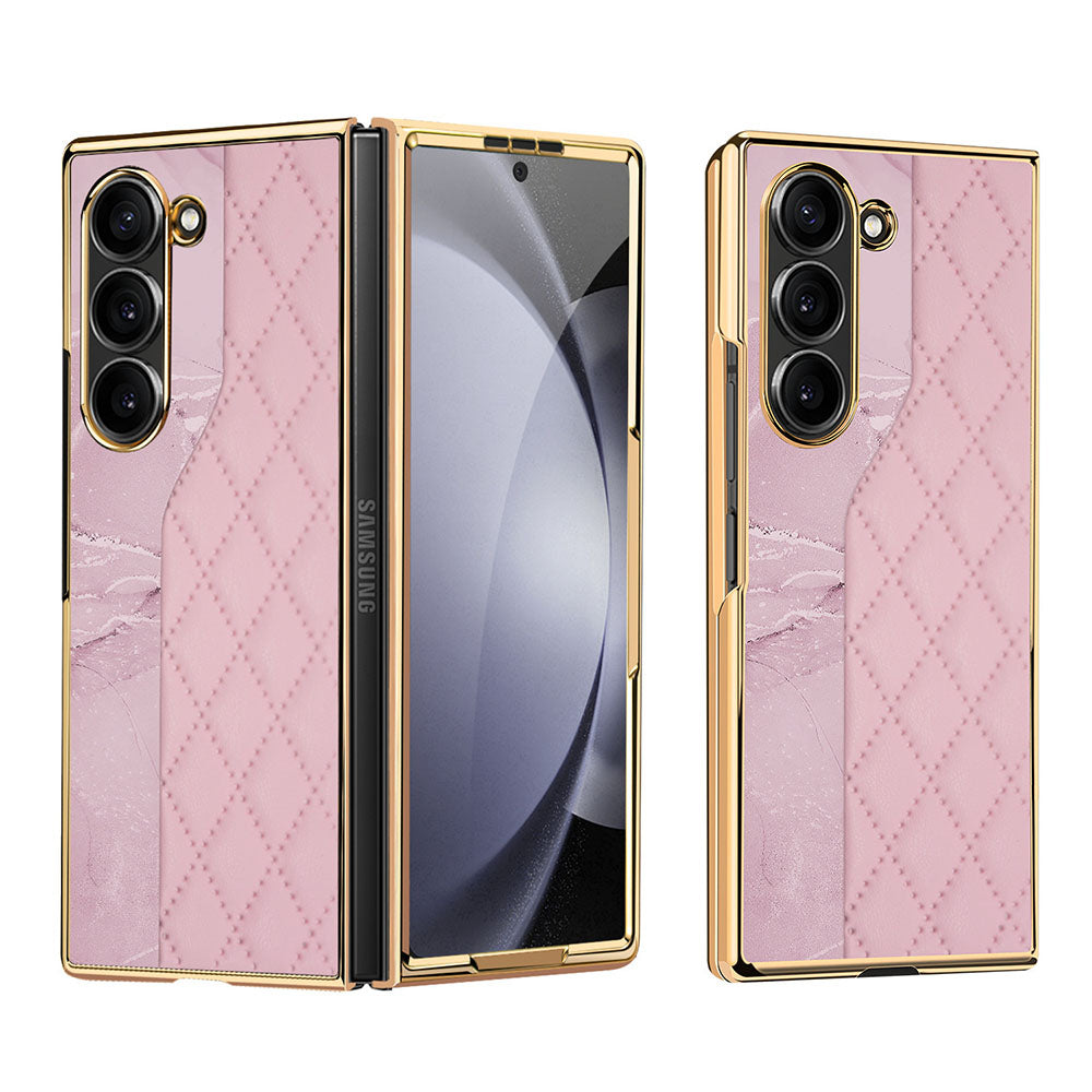 Diamond Pattern Electroplating Anti-Fall Phone Case For Samsung Galaxy Z Fold With Screen Protector