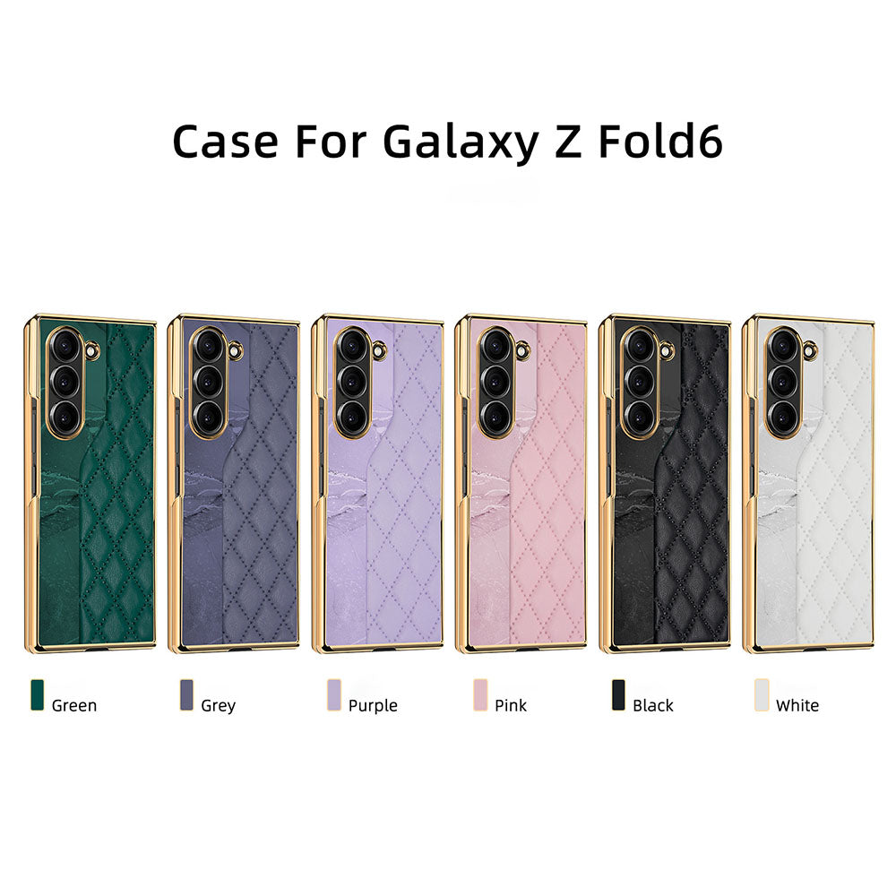 Diamond Pattern Electroplating Anti-Fall Phone Case For Samsung Galaxy Z Fold With Screen Protector