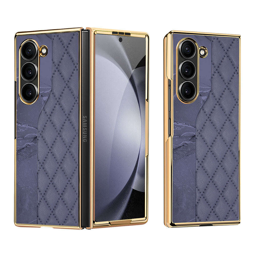 Diamond Pattern Electroplating Anti-Fall Phone Case For Samsung Galaxy Z Fold With Screen Protector