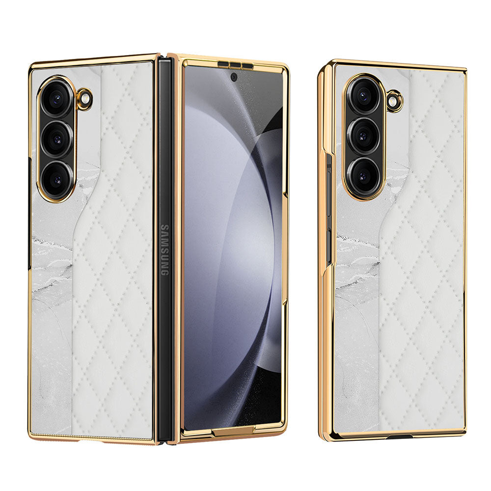 Diamond Pattern Electroplating Anti-Fall Phone Case For Samsung Galaxy Z Fold With Screen Protector