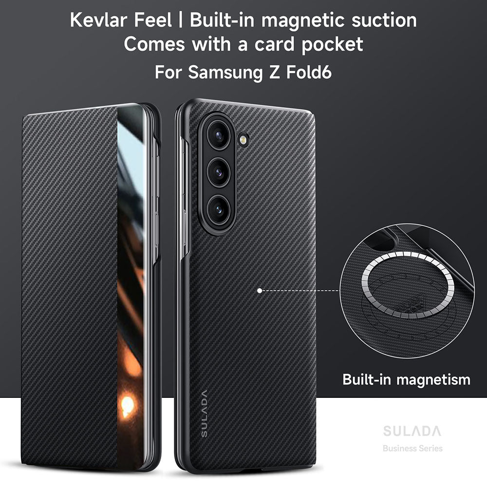 Business Style Simple Kevlar Carbon Fiber Pattern Magnetic Phone Case For Samsung Galaxy Z Fold