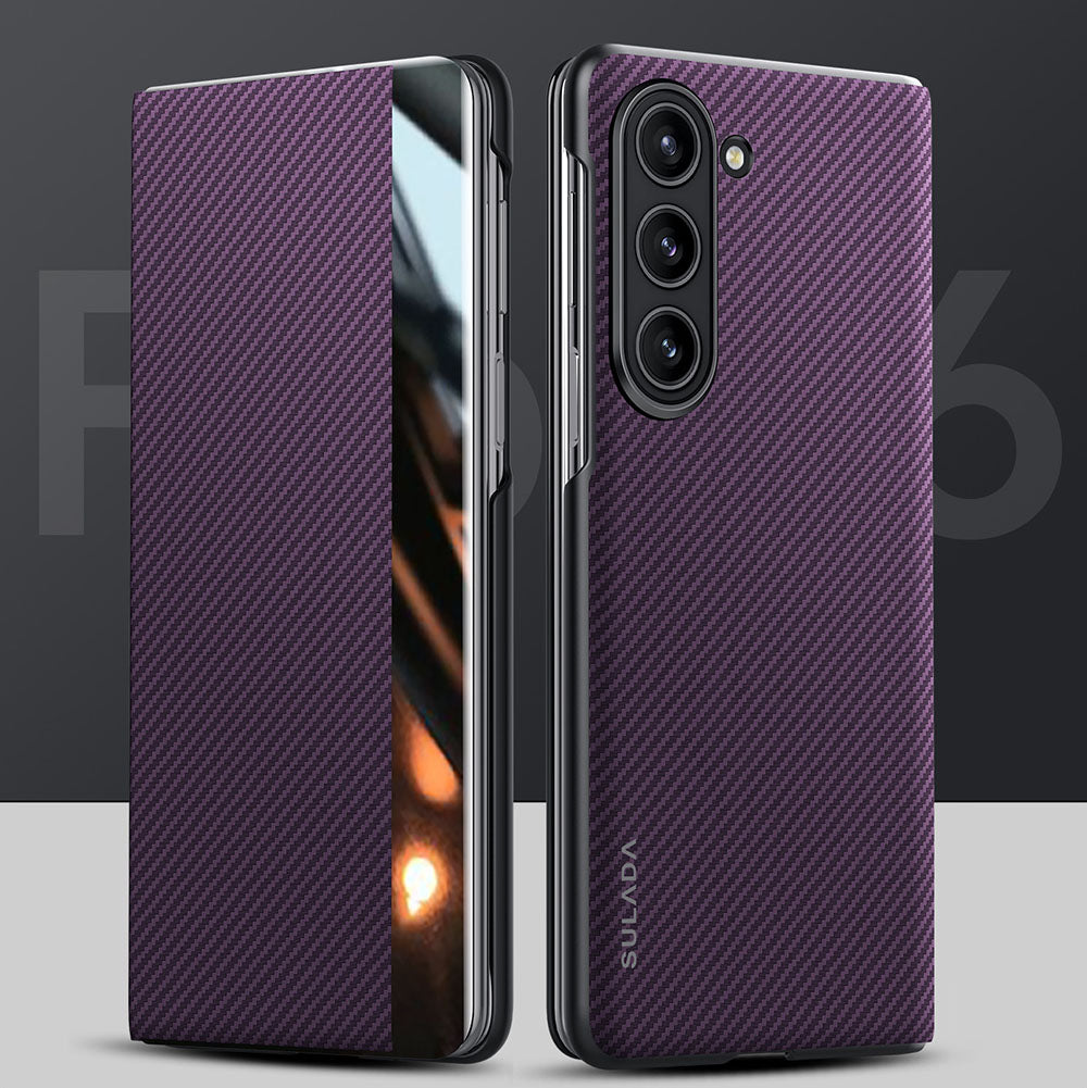 Business Style Simple Kevlar Carbon Fiber Pattern Magnetic Phone Case For Samsung Galaxy Z Fold