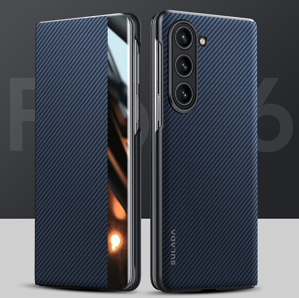 Business Style Simple Kevlar Carbon Fiber Pattern Magnetic Phone Case For Samsung Galaxy Z Fold