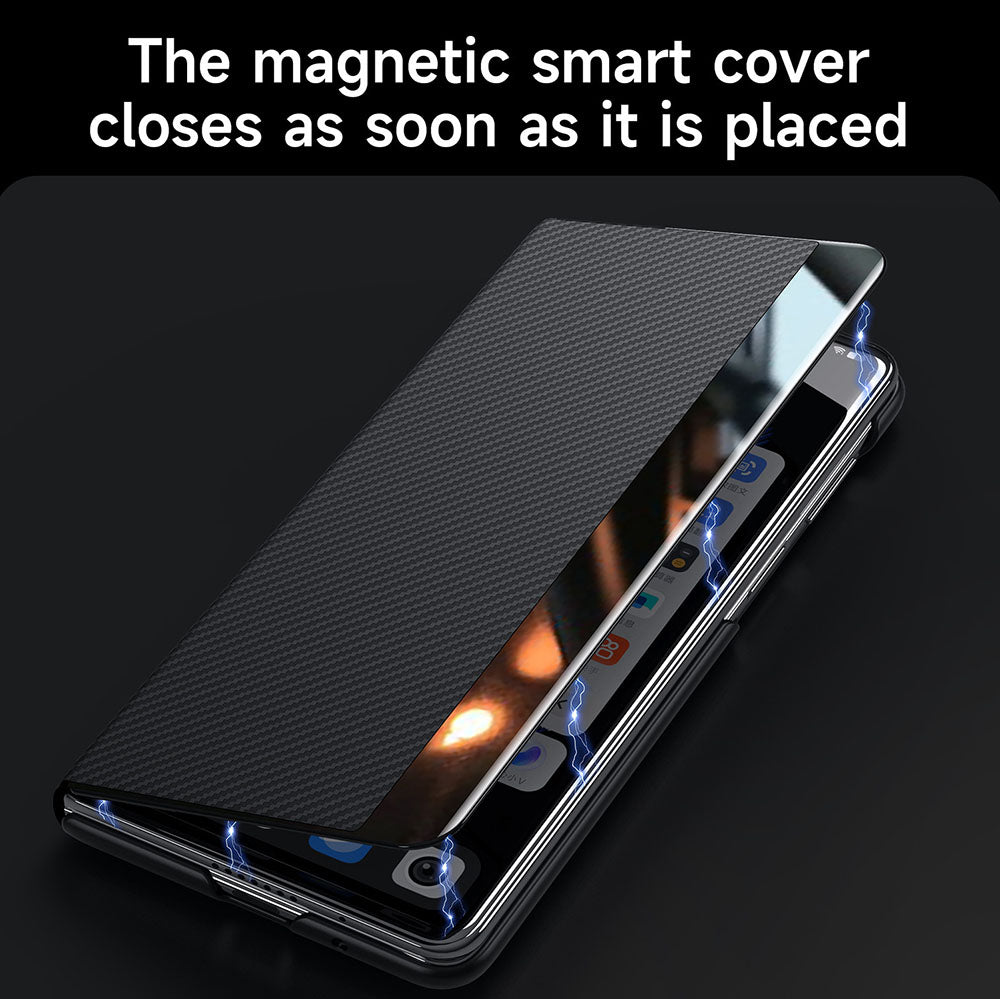 Business Style Simple Kevlar Carbon Fiber Pattern Magnetic Phone Case For Samsung Galaxy Z Fold