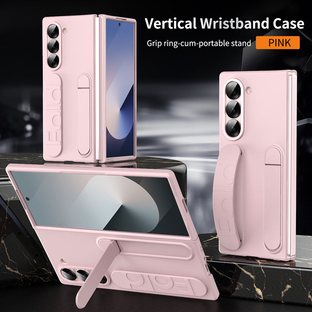 Vertical Wristband Phone Case For Samsung Galaxy Z Fold With Back Screen Protector