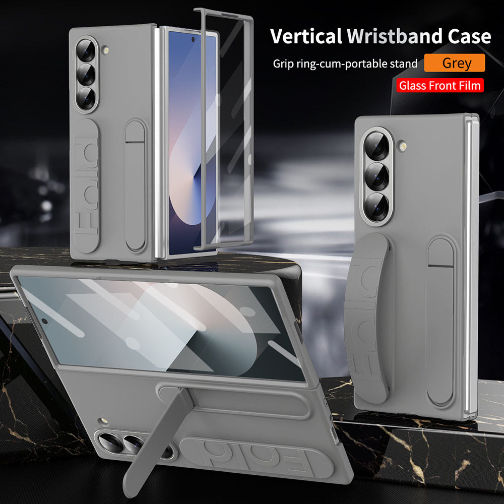 Vertical Wristband Phone Case For Samsung Galaxy Z Fold With Back Screen Protector