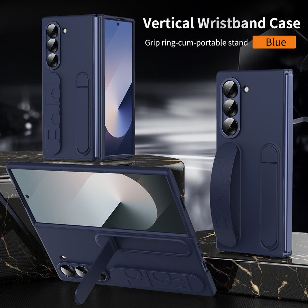 Vertical Wristband Phone Case For Samsung Galaxy Z Fold With Back Screen Protector