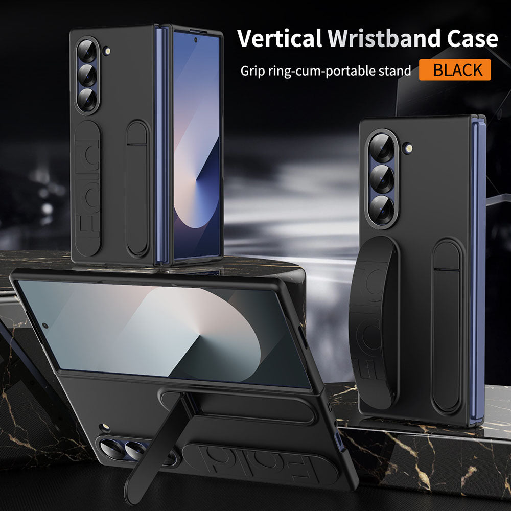 Vertical Wristband Phone Case For Samsung Galaxy Z Fold With Back Screen Protector