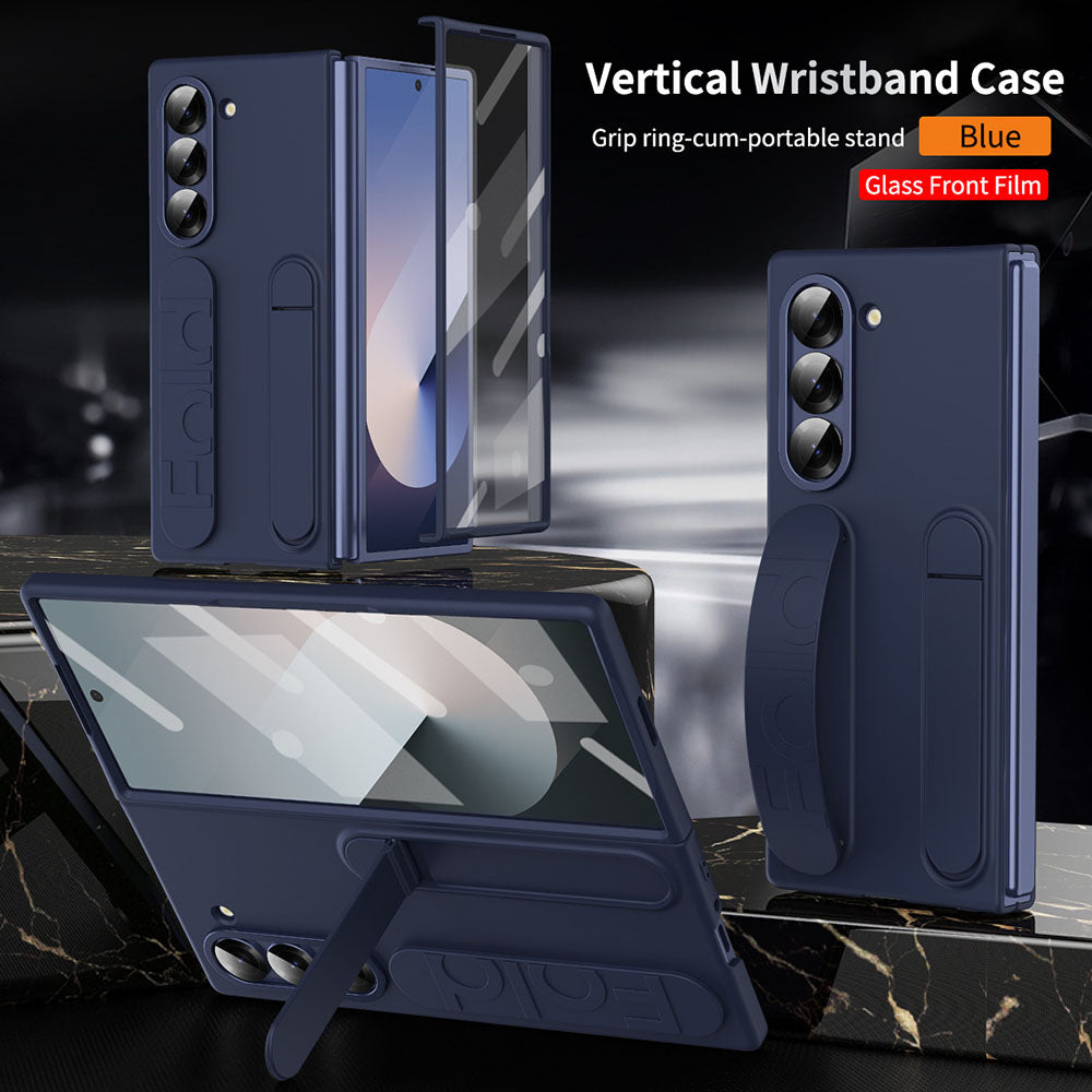 Vertical Wristband Phone Case For Samsung Galaxy Z Fold With Back Screen Protector