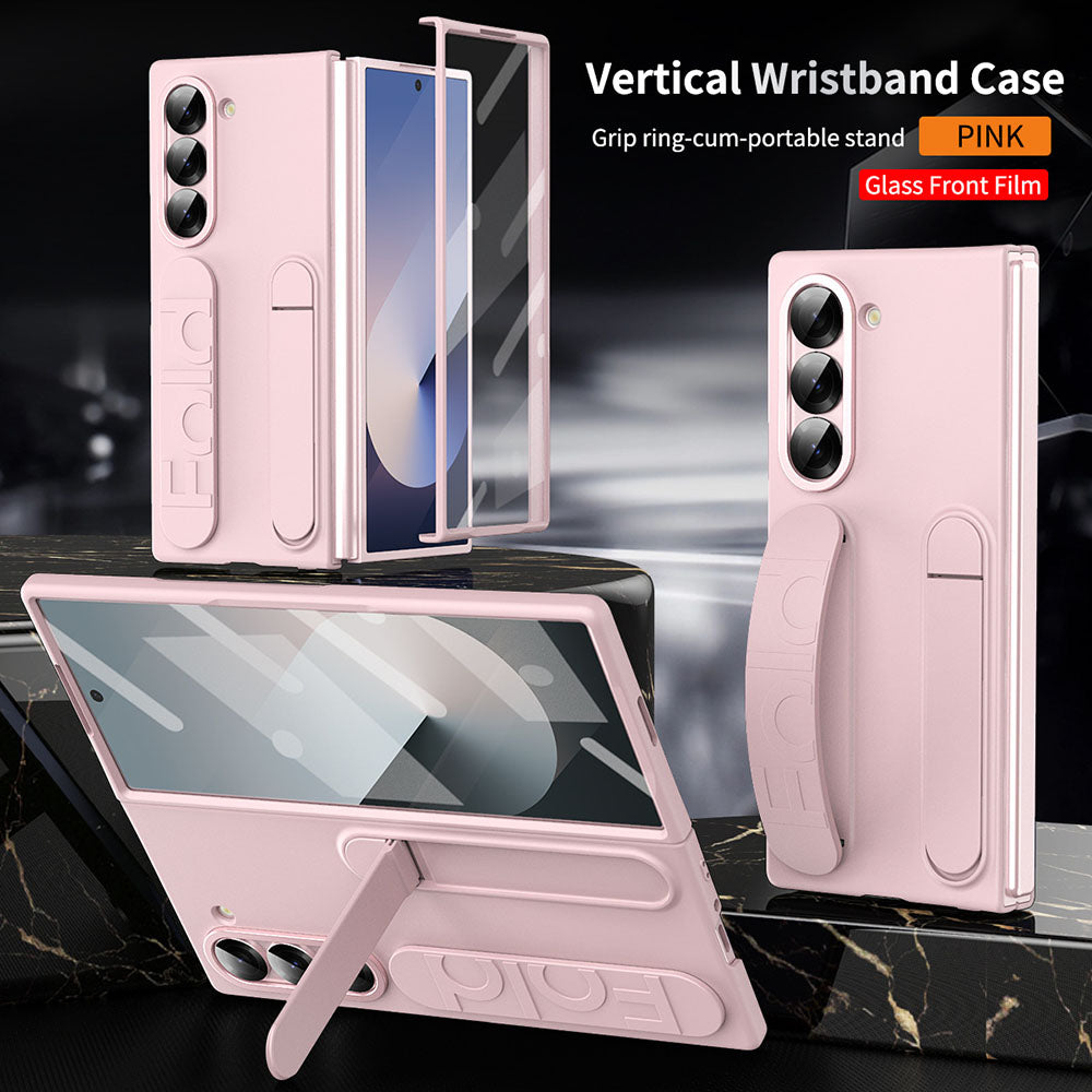 Vertical Wristband Phone Case For Samsung Galaxy Z Fold With Back Screen Protector