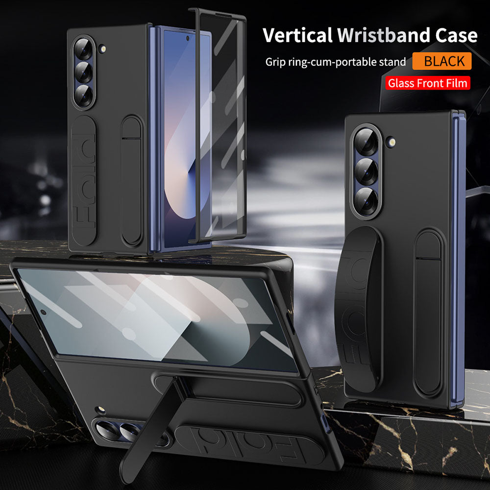 Vertical Wristband Phone Case For Samsung Galaxy Z Fold With Back Screen Protector