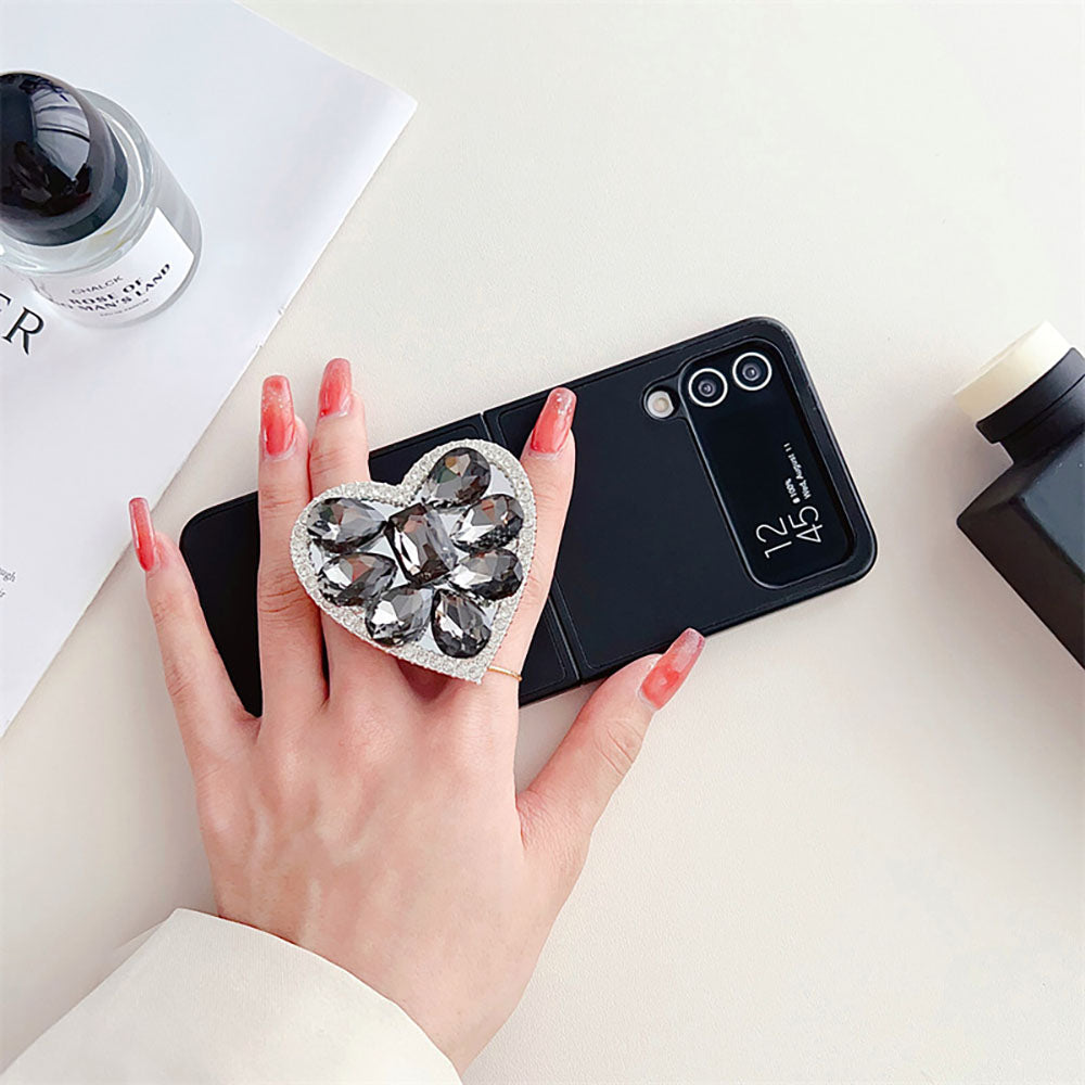Luxury Heart Bracket PC Phone Case For Samsung Galaxy Z Flip3 Flip4 5G