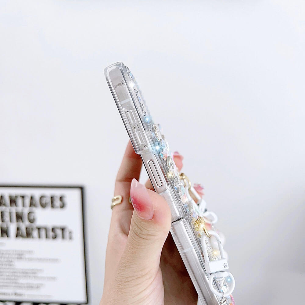 Luxurious Rhinestone Rabbit Bracelet Phone Case For Samsung Galaxy Z Flip4 Flip3 5G