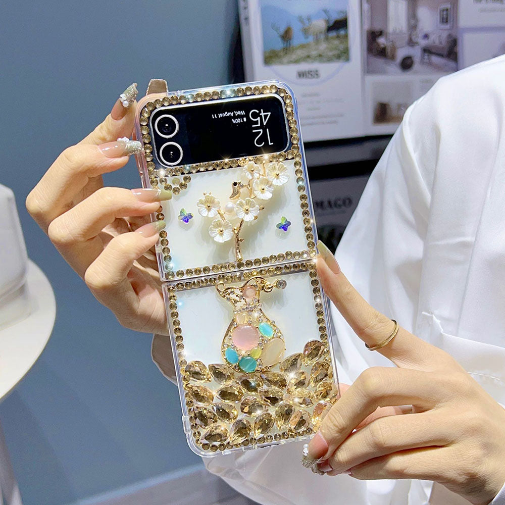 Luxurious Rhinestone Vase Phone Case For Samsung Galaxy Z Flip4 Flip3 5G