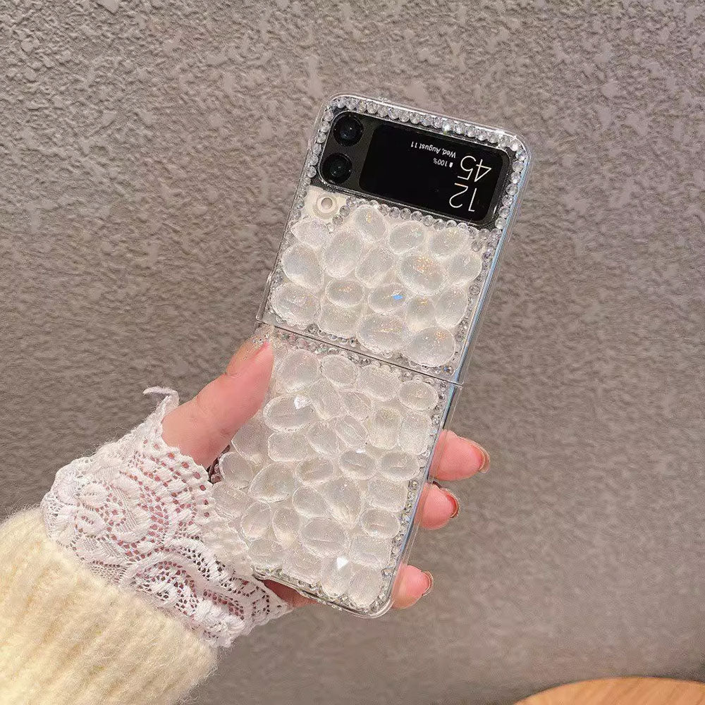Luxurious Diamond Gold Leaf Phone Case For Samsung Galaxy Flip5 Flip4 Flip3