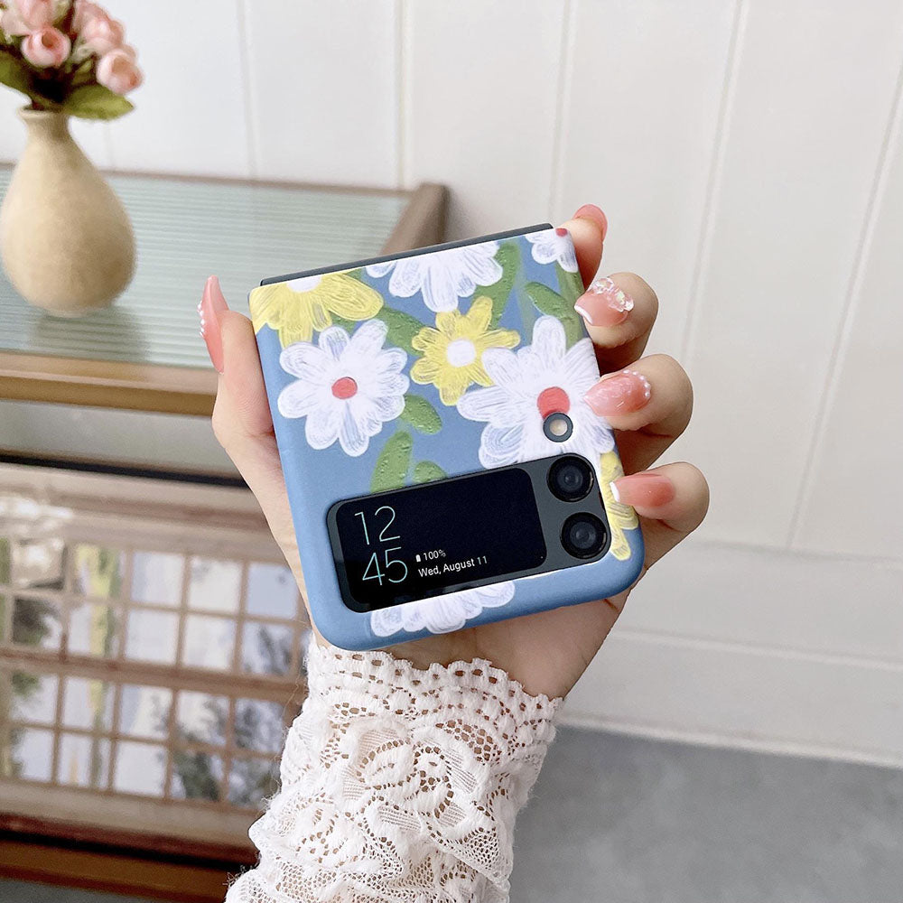 Plaid Flower Phone Case For Samsung Galaxy Flip5 Flip4 Flip3