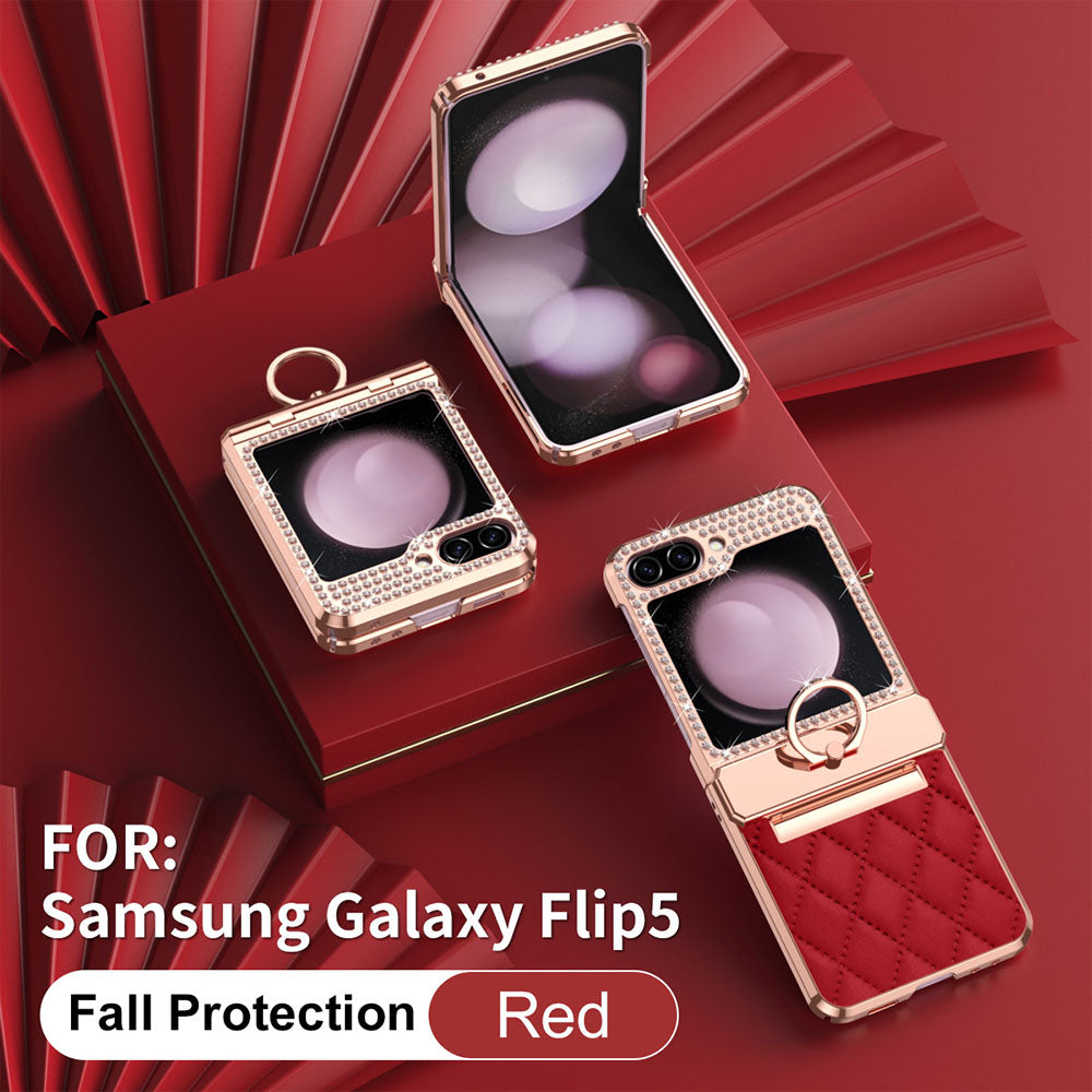 Folding Screen Diamond All-Inclusive Anti-Fall Protective Leather Phone Case For Samsung Galaxy Flip5 Flip4 Flip3