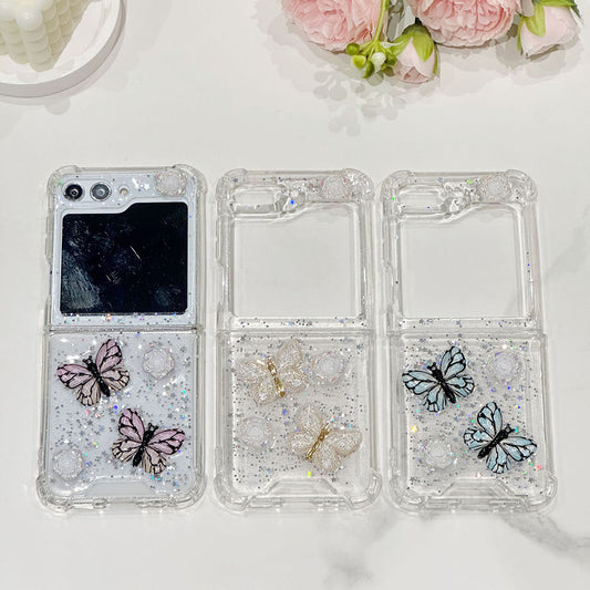 Newest 3D Crystal Butterfly Flower Phone Case For Samsung Galaxy Z Flip