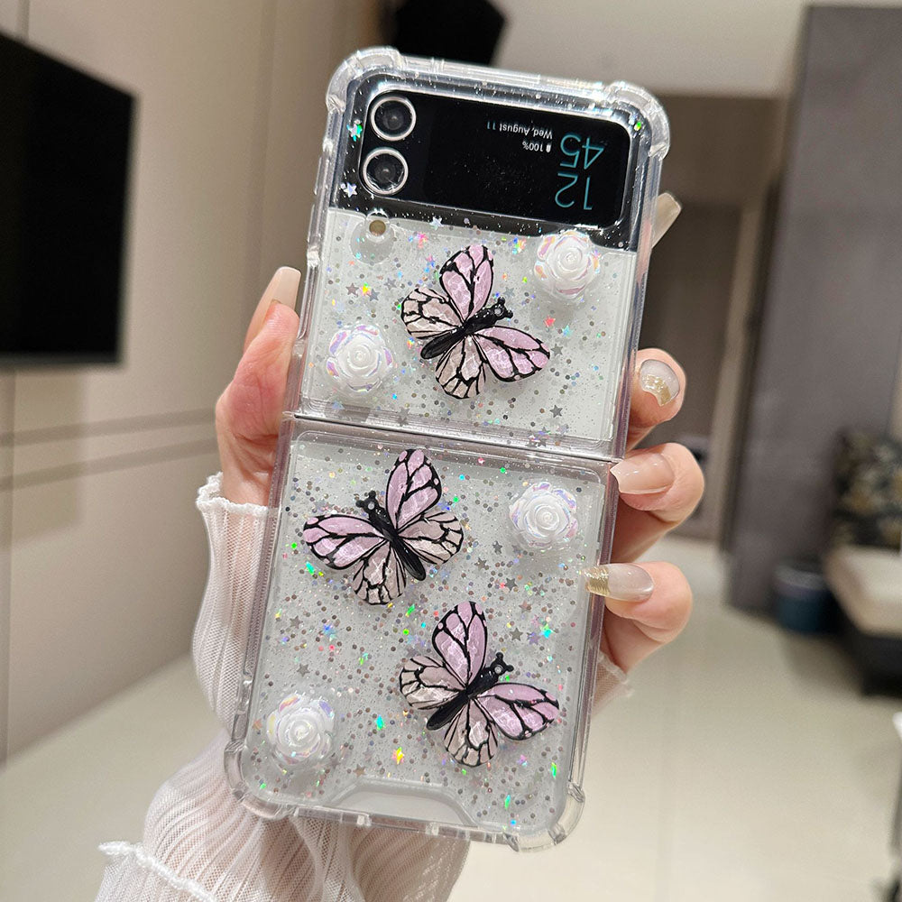 Newest 3D Crystal Butterfly Flower Phone Case For Samsung Galaxy Z Flip