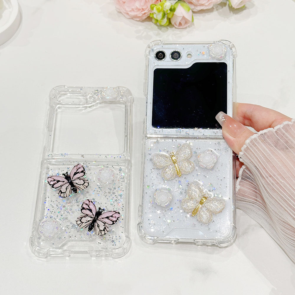 Newest 3D Crystal Butterfly Flower Phone Case For Samsung Galaxy Z Flip