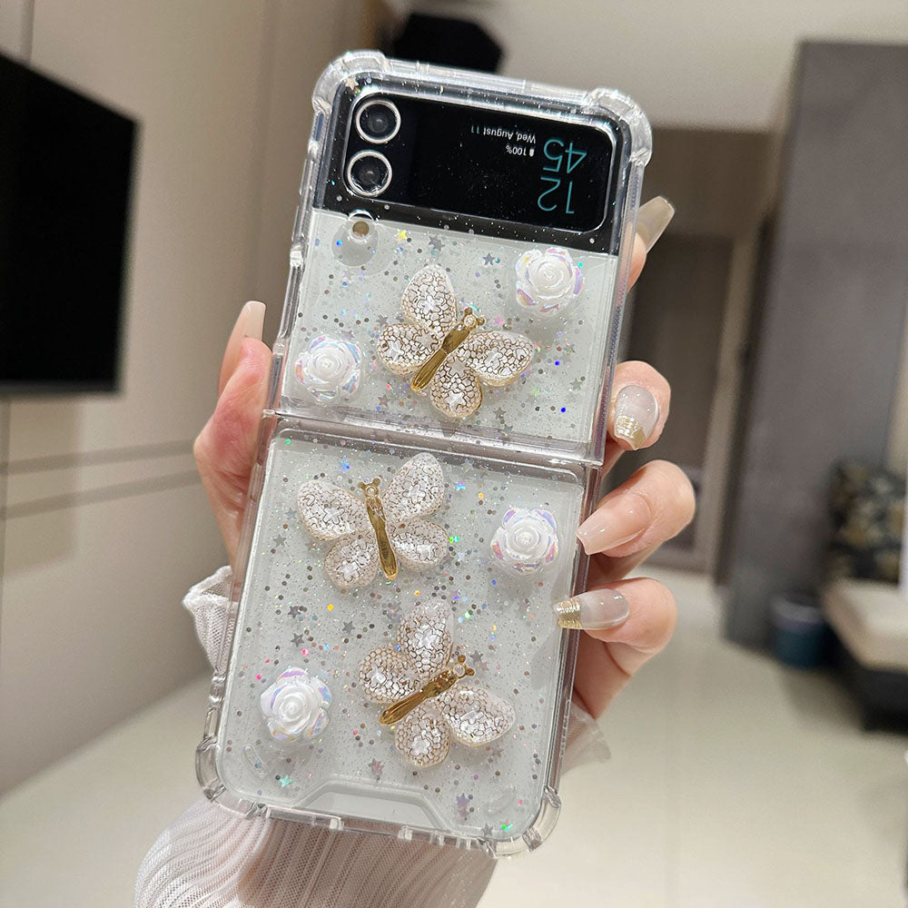 Newest 3D Crystal Butterfly Flower Phone Case For Samsung Galaxy Z Flip