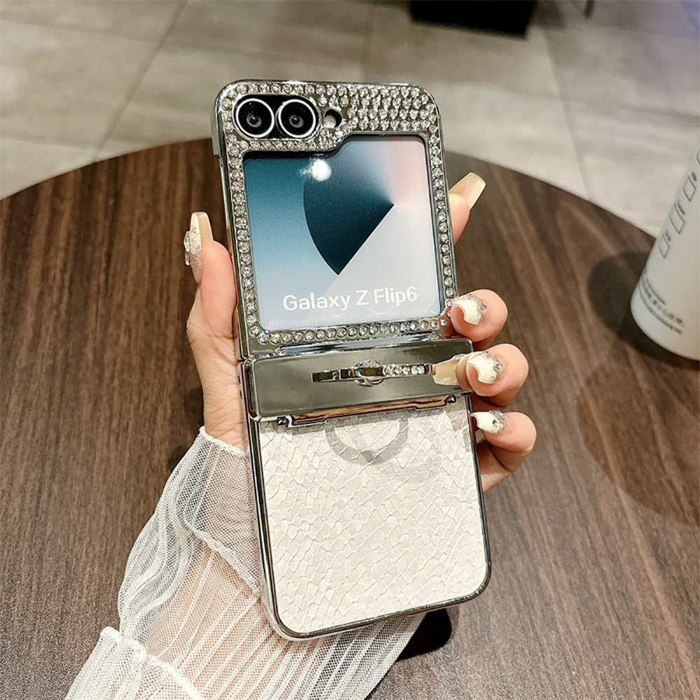 Diamond Leather All-Inclusive Drop-Proof Phone Case With Ring Holder For Samsung Galaxy Z Flip