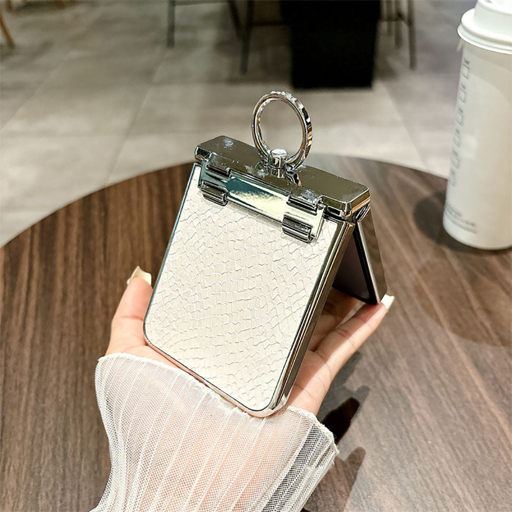 Diamond Leather All-Inclusive Drop-Proof Phone Case With Ring Holder For Samsung Galaxy Z Flip